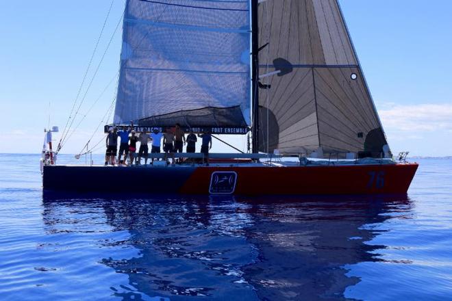 Atlas Ocean Racing's Volvo 60, Esprit de Corps IV from Montreal, Québec finish the Antigua Bermuda Race in very light airs today (Thurs May 18). ©  Tom Clarke